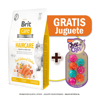 Brit Care Cat Haircare Healthy & Shiny Coat 7kg + Juguete GRATIS