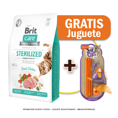 Pack Brit Care Cat Sterilized Urinary Health 2 Kg + Juguete Hartz de regalo