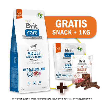 Pack Brit Care Adult Large Breed Lamb & Rice 12kg + 1kg GRATIS + Snack