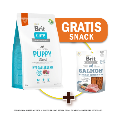 Pack Brit Care Puppy Lamb & Rice Hipoalergénico 3 Kg + Snack Jerky Gratis