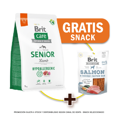 Pack Brit Care Senior Lamb Hypoallergenic 3 Kg + Snack Jerky Gratis