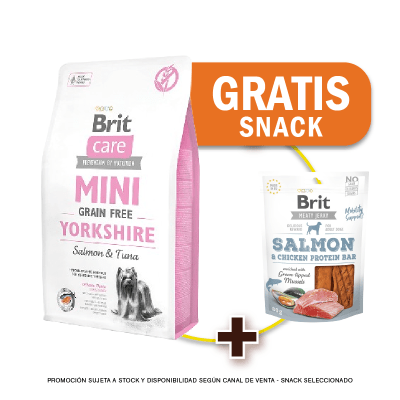 Pack Brit Care Mini GF Yorkshire - Salmon y Atún 2 Kg + Snack Jerky Gratis