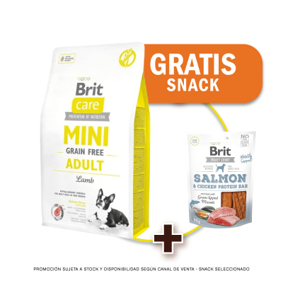 Pack Brit Care Mini GF Adult lamb 2 Kg + Snack Jerky Gratis