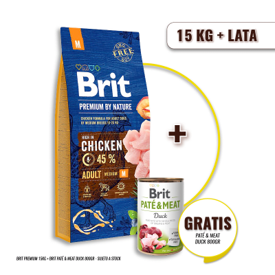 Promo Brit Premium Adulto medium de 15 Kg + 1 lata Brit Pate & Meat Duck 800 gr