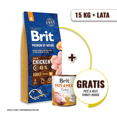 Brit Premium By Nature Adult Medium 15 Kg + Brit Pate & Meat Turkey 800 gr