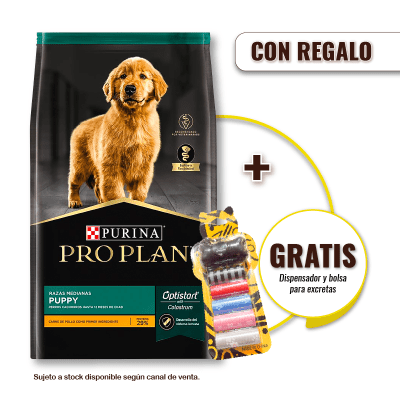 Pack Pro Plan Cachorro Razas Medianas 15 Kg + Dispensador y Bolsas para Desechos Gratis