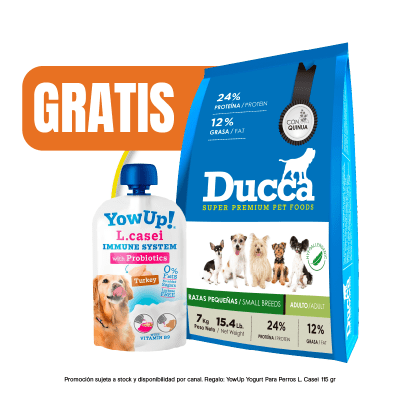Pack Ducca Adulto Raza Pequeña 7 kg + YowUp Pouch Lcasei Dog 85 gr