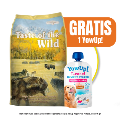 Pack Taste Of The Wild High Prairie Canine 12.2 Kg + YowUp Pouch Lcasei Dog 85 gr