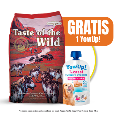 Pack Taste of the wild Southwest Canyon Canine Jabali 12.2 Kg + YowUp Pouch Lcasei Dog 85 gr