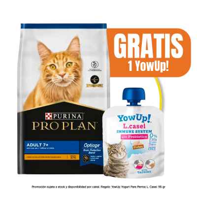 Pack Pro Plan Adult Cat 7+ 3 Kg + YowUp Pouch Lcasei Cat 85 gr