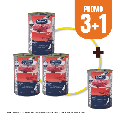 Pack Dr Clauders dog Rind (res) 400 gr (3+1)