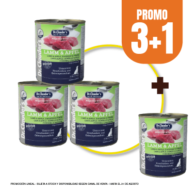 Pack Dr Clauders dog Lamm & Apfel (cordero y manzana) 800 gr (3+1)
