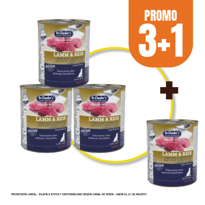 Pack Dr Clauders dog Lamm & Reis (cordero y arroz) 800 gr (3+1)