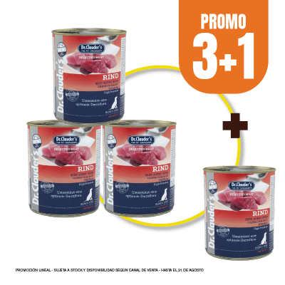 Pack Dr Clauders dog Rind (res) 800 gr (3+1)