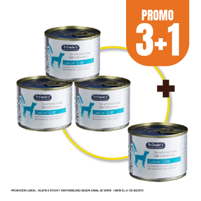 Pack Dr Clauders Dog Leber Diet (Hepático) 200 gr (3+1)