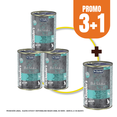 Pack Dr Clauders Cat Adulto BS No 06 (venado con calabaza) 400 gr (3+1)
