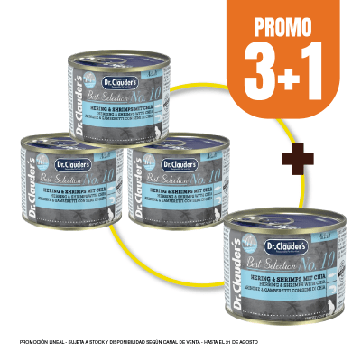 Pack Dr Clauders Cat Adult BS No 10 (arenque y gambas con chia) 200 gr (3+1)