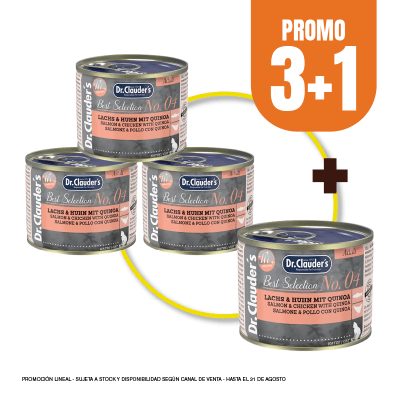 Pack Dr Clauders Cat Adult BS No 04 (salmon y pollo con quinua) 200 gr (3+1)