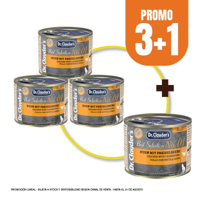 Pack Dr Clauders Cat BS No 01(pollo con arandanos) 200 gr (3+1)