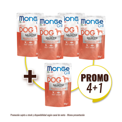Pack Monge canine adult grill salmon 100 gr. (4+1)