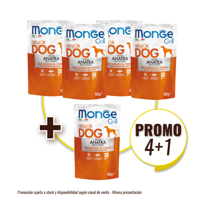 Pack Monge canine senior grill anatra 100 gr (4+1)