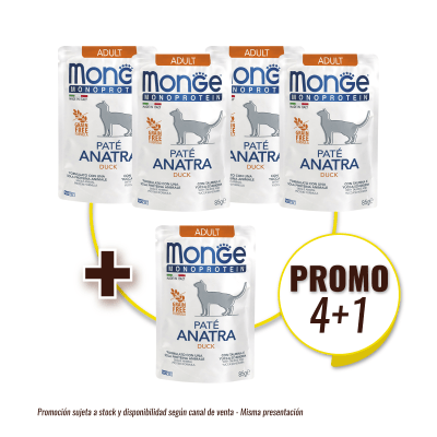 Pack Monge Feline adult Monoprotein Duck 85 gr (4+1)