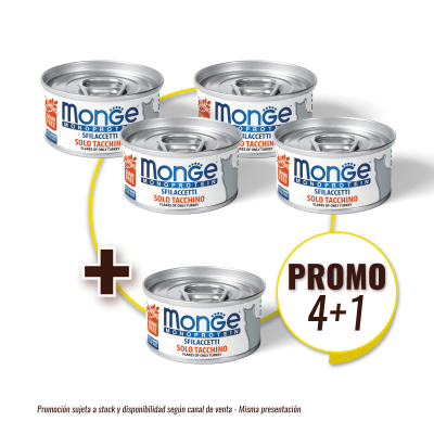 Pack Monge feline adult monoprotein pavo 80 gr (4+1)