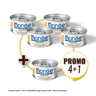 Pack Monge feline adult monoprotein pavo y zanahoria 80 gr (4+1)