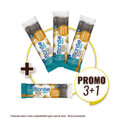 Pack Monge Gift Meat Bars Immunity Support Dog (Conejo+Nucleotidos) 40 gr (3+1)