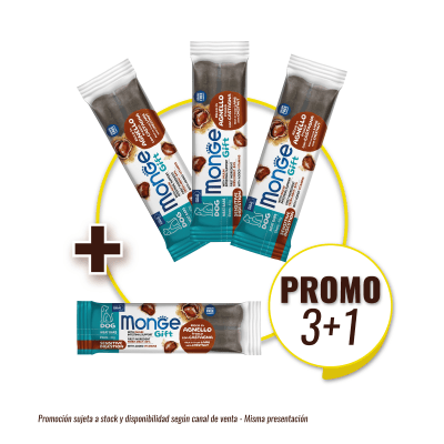 Pack Monge Gift Meat Bars Sensitive Digestion Dog (Cordero+Castaña) 40 gr (3+1)
