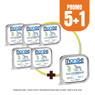 Pack Monge canine adult monoprotein conejo 150 gr (5+1)
