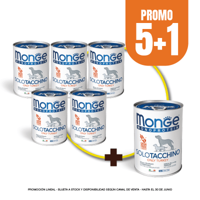 Pack Monge canine adulto monoprotein Turkey 400 gr (5+1)