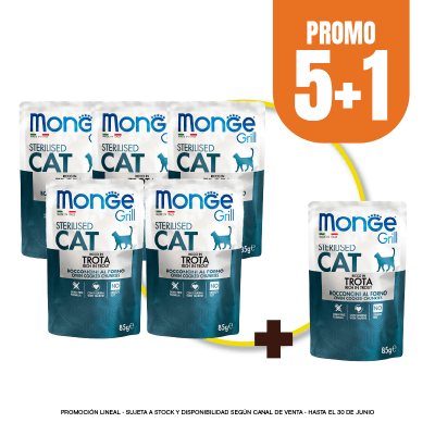 Pack Monge Feline Grill adulto trucha 85 gr (5+1)