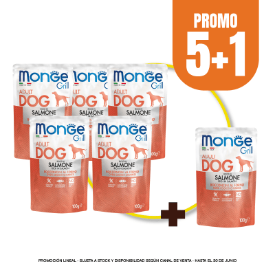 Pack Monge canine adult grill salmon 100 gr. (5+1)