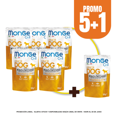 Pack Monge puppy grill pollo e tacchino 100 gr (5+1)