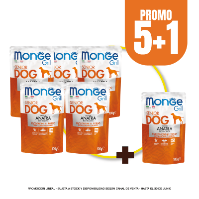Pack Monge canine senior grill anatra 100 gr (5+1)