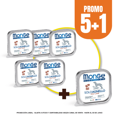 Pack Monge Canine adult monoprotein cordero 150 gr (5+1)