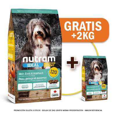 Promo I20 Nutram Sensitive Skin Coat & Stomach Dog 11.4 Kg + 2 kg de regalo