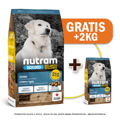 Promo S10 Nutram Sound Senior Dog 11.4 Kg + 2 Kg de regalo