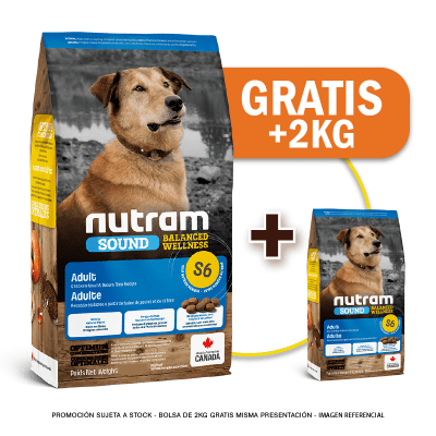 Promo S6 Nutram Sound Adult Dog 11.4 Kg + 2 Kg de regalo
