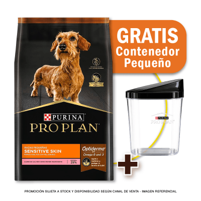 Pack Pro Plan Sensitive Skin Razas Pequeñas 3 Kg + Contenedor GRATIS