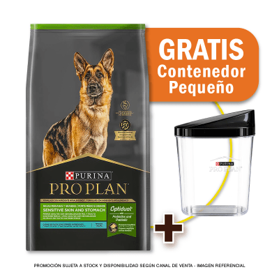 Pack Pro Plan Sensitive Skin and stomach PAVO razas medianas y grandes 3 Kg + Contenedor GRATIS