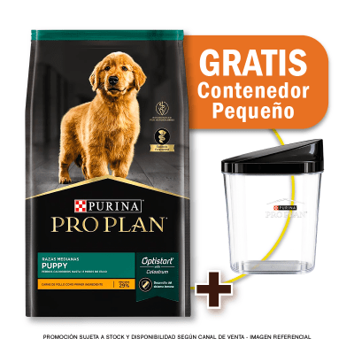 Pack Pro Plan Cachorro Razas Medianas 3 Kg + Contenedor GRATIS