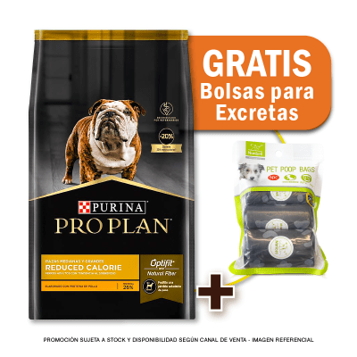 Pack Pro Plan Reduced Calorie Razas Medianas y Grandes 12 Kg + Bolsas para Excretas Gratis