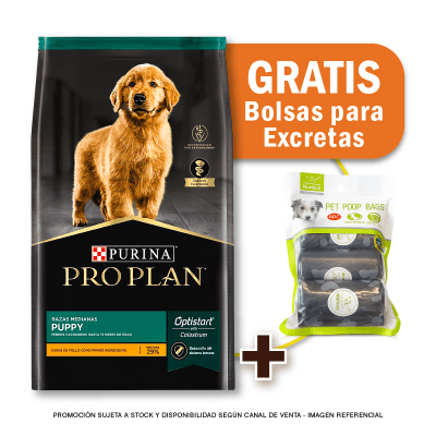 Pack Pro Plan Cachorro Razas Medianas 15 Kg + Bolsas para Excretas Gratis