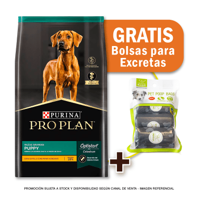 Pack Pro Plan Cachorro Razas Grandes 15 Kg + Bolsas para Excretas Gratis