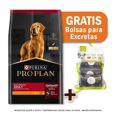 Pack Pro Plan Adult Razas Medianas 15 Kg + Bolsas para Excretas Gratis