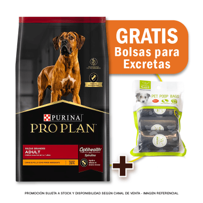 Pack Pro Plan Adult Razas Grandes 15 Kg + Bolsas para Excretas Gratis