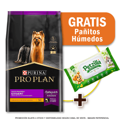 Pack Pro Plan Exigent Dog Small Breed 7.5 Kg + Toaliitas Húmedas Gratis