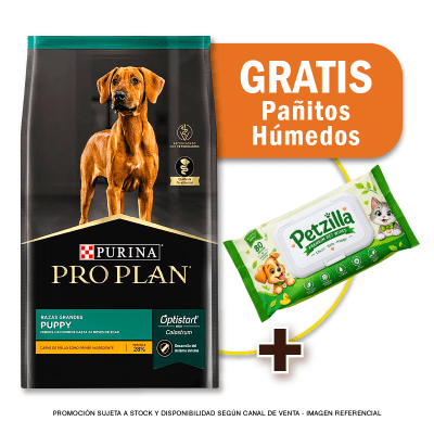 Pack Pro Plan Cachorro Razas Grandes 15 Kg + Toallitas Húmedas Gratis